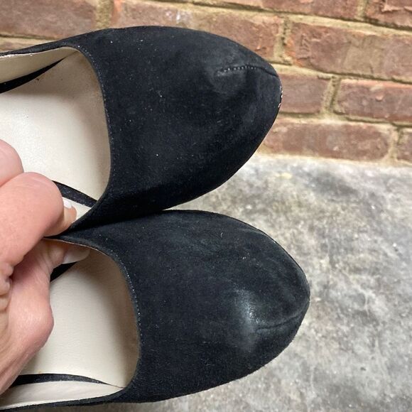 Aldo Black Leather Suede & Silver Platform Stiletto Size 8 - Picture 11 of 12